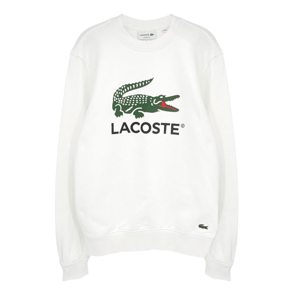 LACOSTE Classic Fit Crewneck Sweatshirt in White S